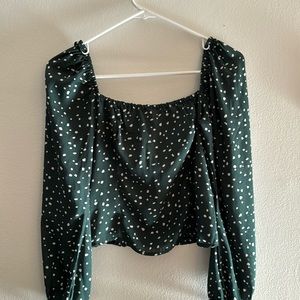 Abercrombie & Fitch Green Polka Dot Blouse Size Small
